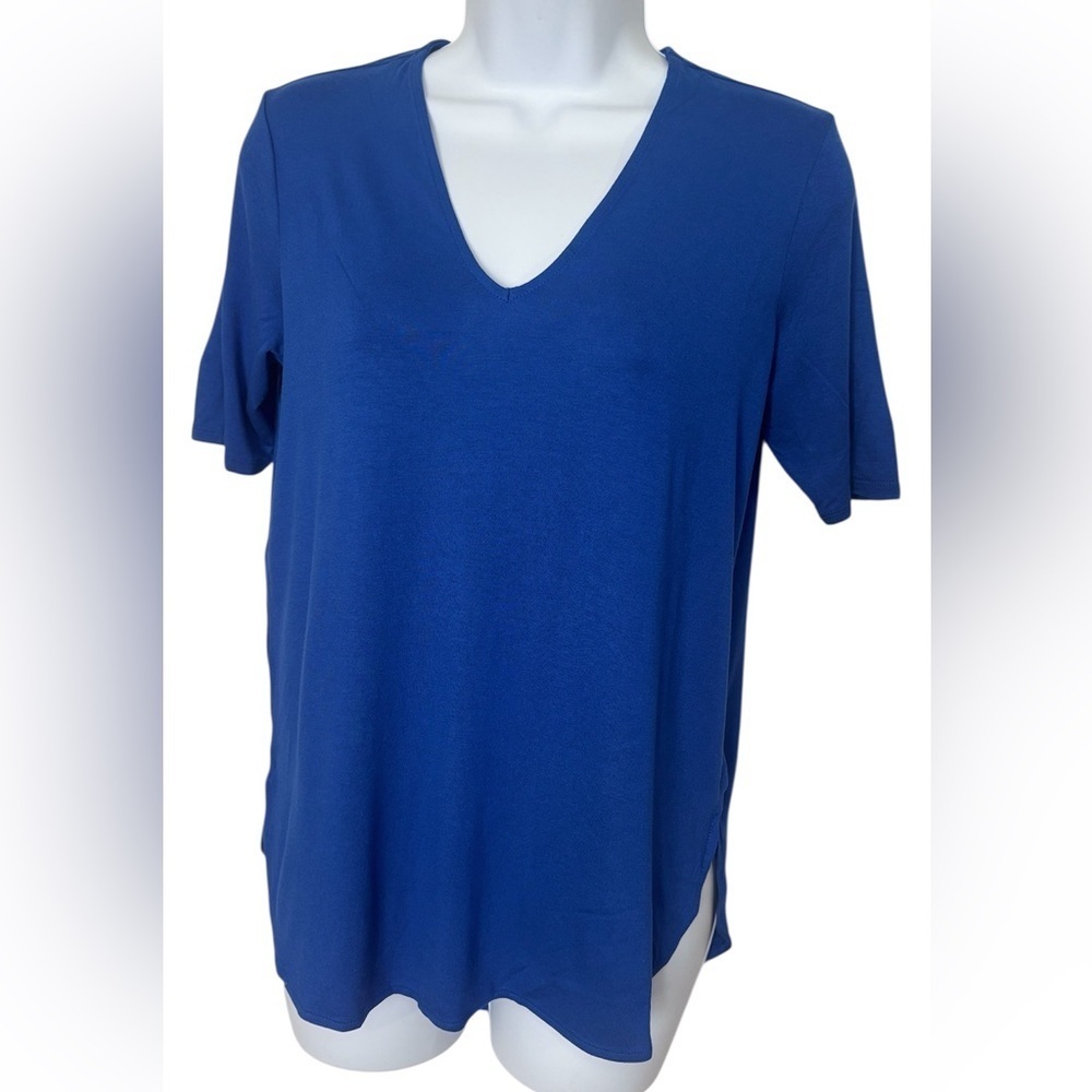 Universal Standard Rayon Jersey V-Neck Top Blue Size 0-00(4XS) | NWT